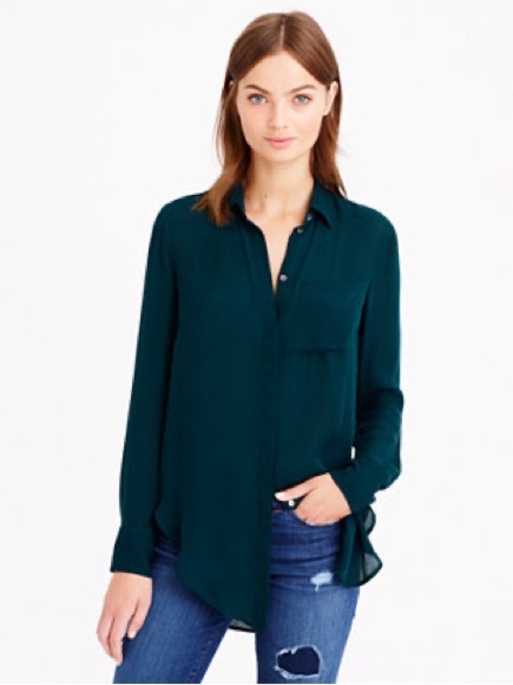 J. Crew Teal Green Long-Sleeve Button-Down Shirt